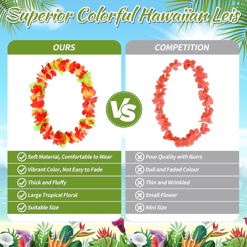 Seifar 120 Packs Hawaiian Luau Leis Bulk Tropical Hawaii Theme Silk Flower Necklace Summer Beach Party Decorations Birthday Party Favors - Image 3